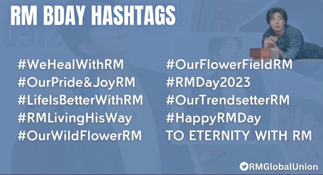 HT QUE SE UTILIZARÁN EL DIA DE SU CUMPLEAÑOS

#/OurHealingPebbleRM 
#/WeLiveSoWeLoveNamu
#/aRMysEternaLove
#/RMiracleDay
#/OurBeginningAndEndRM
#/NamjooningDay
#/OurGalaxyNamjoon
#/WeGotJoonieVerse
#/OuRMoonchild
#/OurShiningStarRM
#/LyricalWizardRM