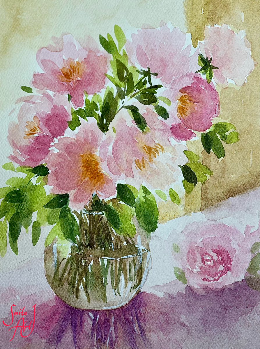 Blossoms in the breeze,
Nature's colors softly sing,
Petals dance with ease. 🌷

#watercolorflorals #watercolor #floralart #floral #summer #september  #summerend