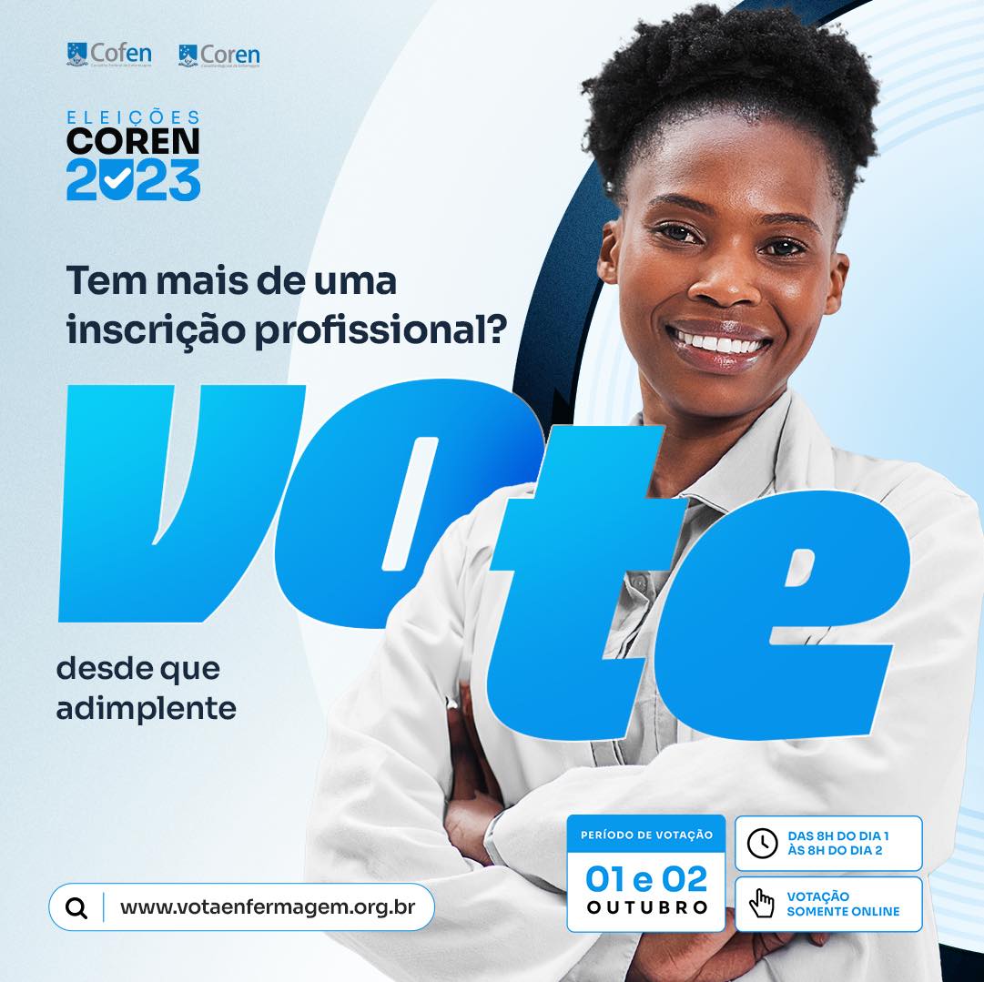CorenMS's tweet image. Se você é um profissional de Enfermagem inscrito em mais de uma categoria, saiba que pode exercer seu direito de voto em todas as categorias em que estiver em dia com suas obrigações. Se estiver inscrito em categorias diferentes, você terá um voto para cada categoria.