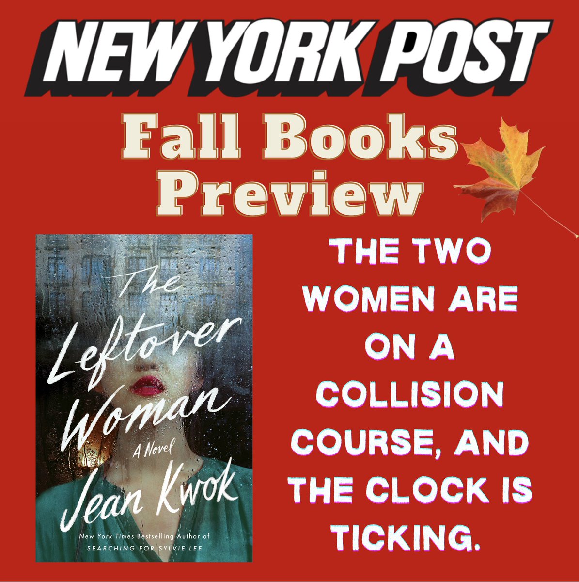 Jean Kwok (@jeankwok) on Twitter photo Beyond thrilled that THE LEFTOVER WOMAN's in the <a href="/nypost/">New York Post</a>'s Fall Books Preview, esp. since the NY Post has been a part of my life since I was a little girl. Thanks so much to the Post and <a href="/msullivandawson/">Mackenzie Dawson</a> 🙏💕 Beyond thrilled that THE LEFTOVER WOMAN's in the <a href="/nypost/">New York Post</a>'s Fall Books Preview, esp. since the NY Post has been a part of my life since I was a little girl. Thanks so much to the Post and <a href="/msullivandawson/">Mackenzie Dawson</a> 🙏💕