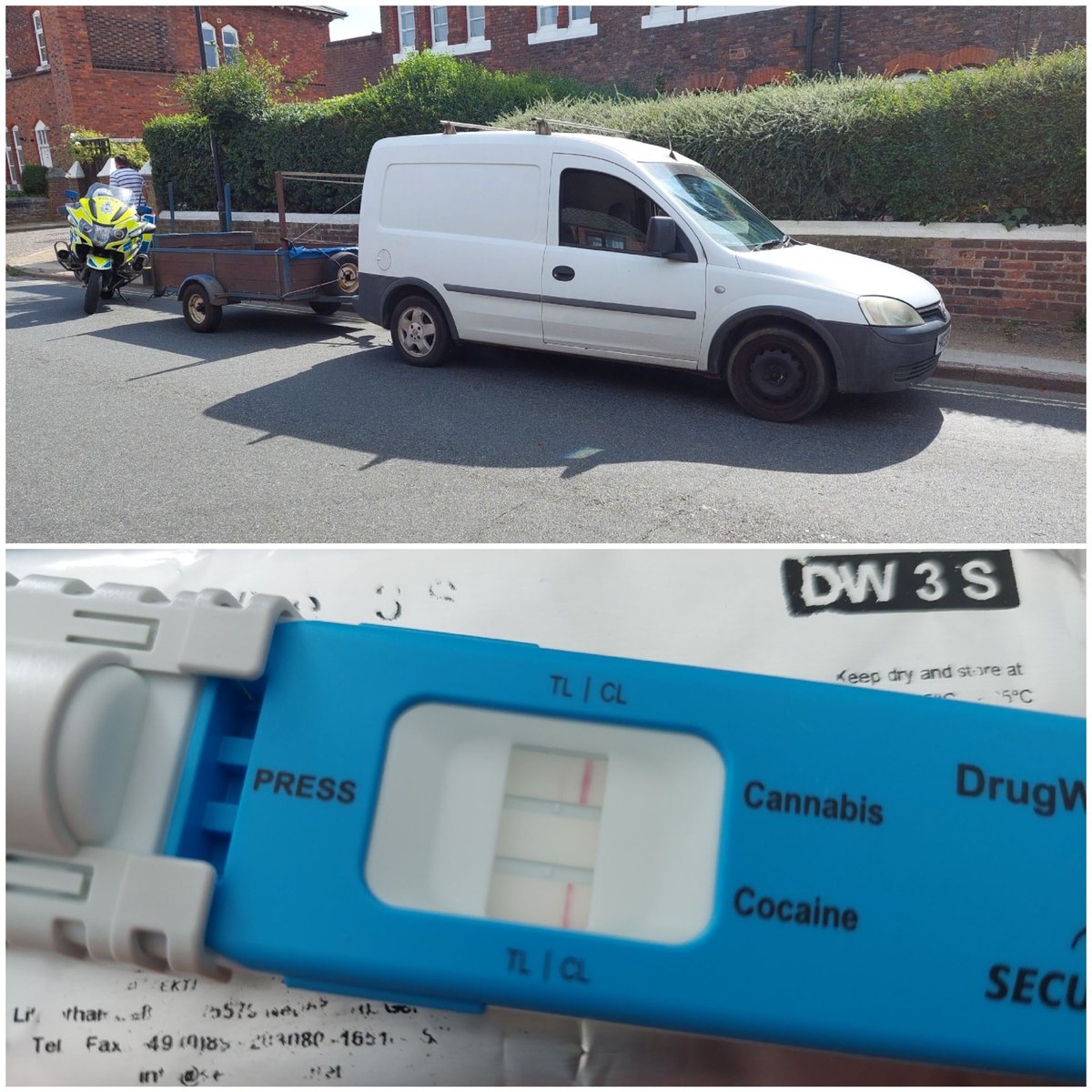 NSRAPT's tweet image. #RCRT stopped this van towing a trailer in #BuryStEdmunds today and #arrested the unsupervised #learner driver with no L plates after a positive @DrugWipeUK #dontdrugdrive @SuffolkPolice #1462