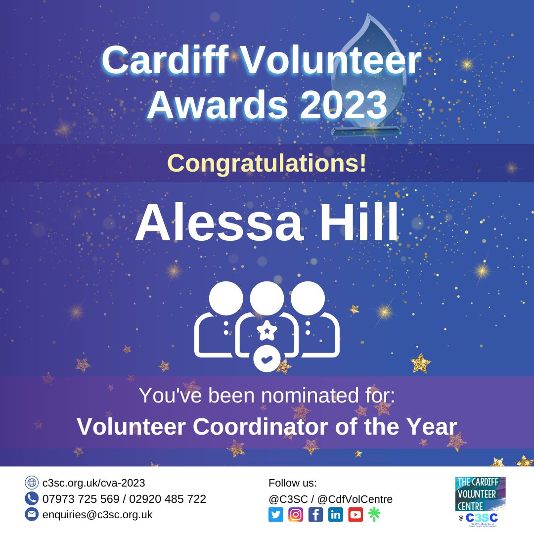 cdfvolcentre's tweet photo. 🧵 You have until 22nd September to #nominate an individual or group for an Award at the #CVA2023! Here are some more #nominees we're really excited to share!:

🔵 Lis Pickard - #Volunteer of the Year (Over 25 years) @CardiffPF 
🔵 Alessa Hill - Volunteer Coordinator of the Year https://t.co/jY2e8wpNH8