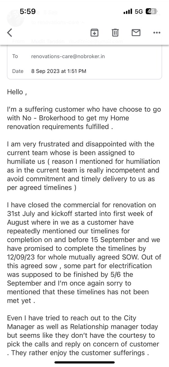 moudit's tweet photo. @NoBrokerHood No one care to reply even in Level - 4 escalations @NoBrokerCare https://t.co/9pSzqgv9Hs