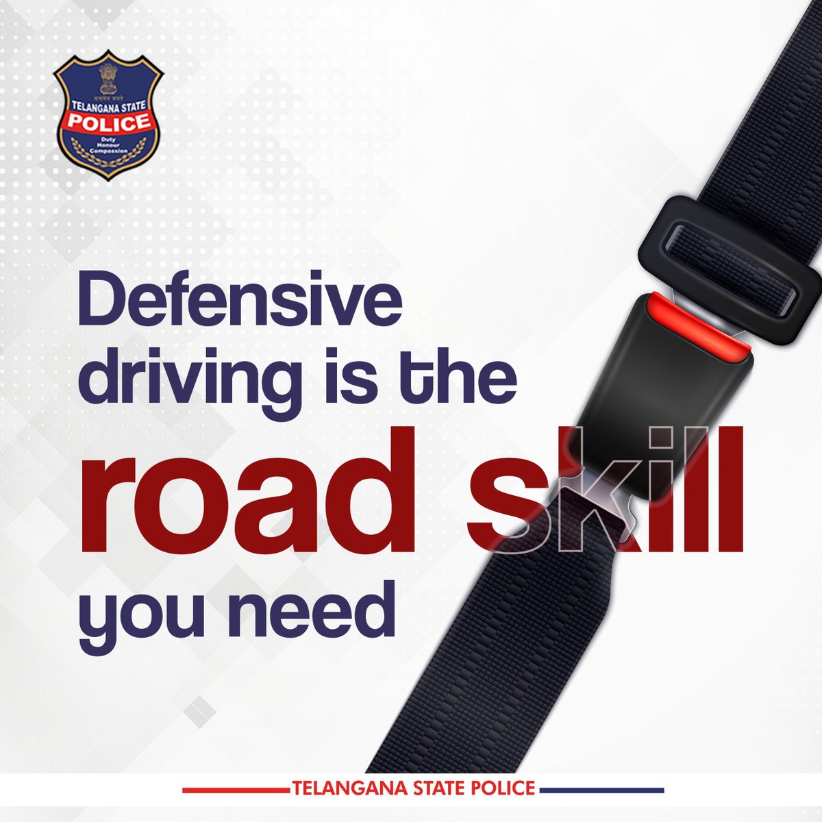 Wearing your helmet and seat belt makes it a default habit to keep yourself safe.

#DefensiveDriving #RoadSafety #TelanganaPolice