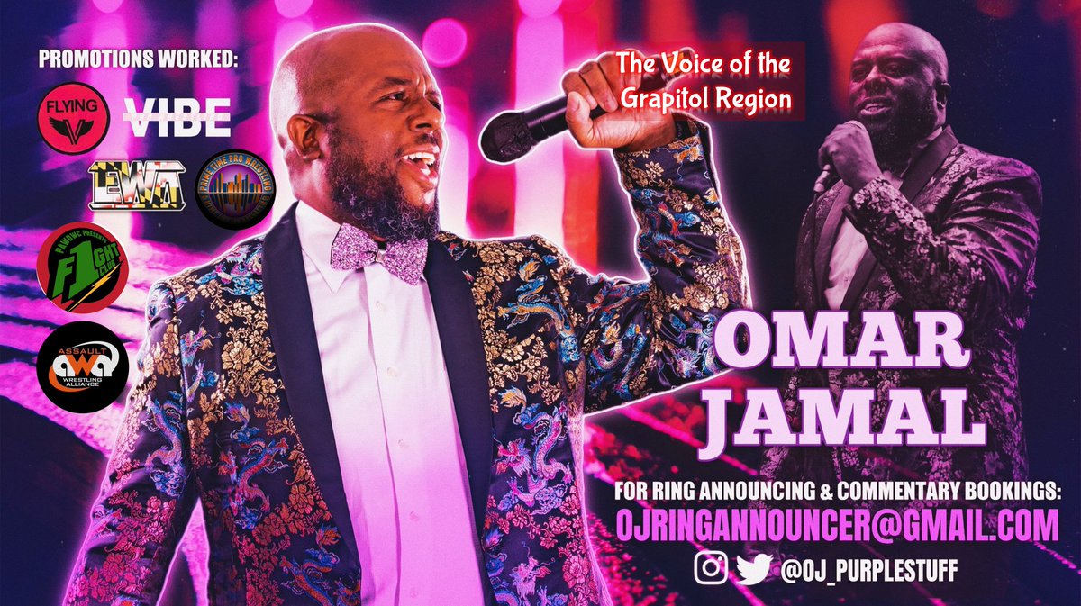 OJ_PurpleStuff's tweet image. 🤵🏾🎤🤼🏿‍♂️Upcoming shows:
9/23 @AssaultWrestlin BIRTHDAY BASH
9/24 @FighttProW ENTER THE FIGHT
10/15 @PAWD_WC THRILLER
#liveprowrestling #ringannouncerlife #onefall #bookOJ