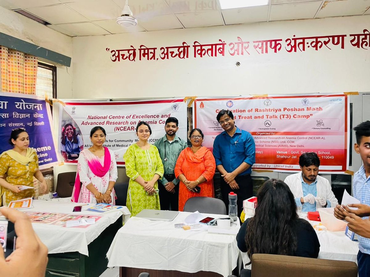 a_ncear's tweet photo. Celebrating #RashtriyaPoshanMaah2023 @a_ncear #NationalServiceScheme &amp; @Iheofficial61 organised Test, Treat &amp; Talk T3 Camp in Govt. Sarvodaya School, Shahpur Jat. Health Checkup, Screening for Anemia and Nutrition Counselling for 274 children were done @UNICEFIndia @MoHFW_INDIA https://t.co/WFkoCgcbFJ