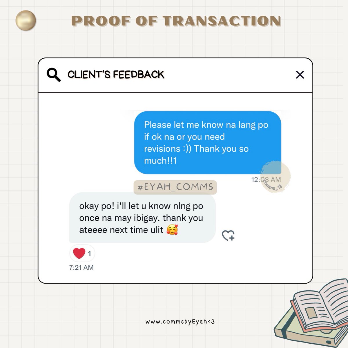 comms_13's tweet image. #eyah_comms (PROOFS)

📢Lf clients!
📌visit my profile for more infos!! 
DM NOW!!!

🏷 acad helper, academic server, essay, paper, formal letter, assignment, writing services, acad comms, marketing, reflection, lf, commstwt, studytwtph