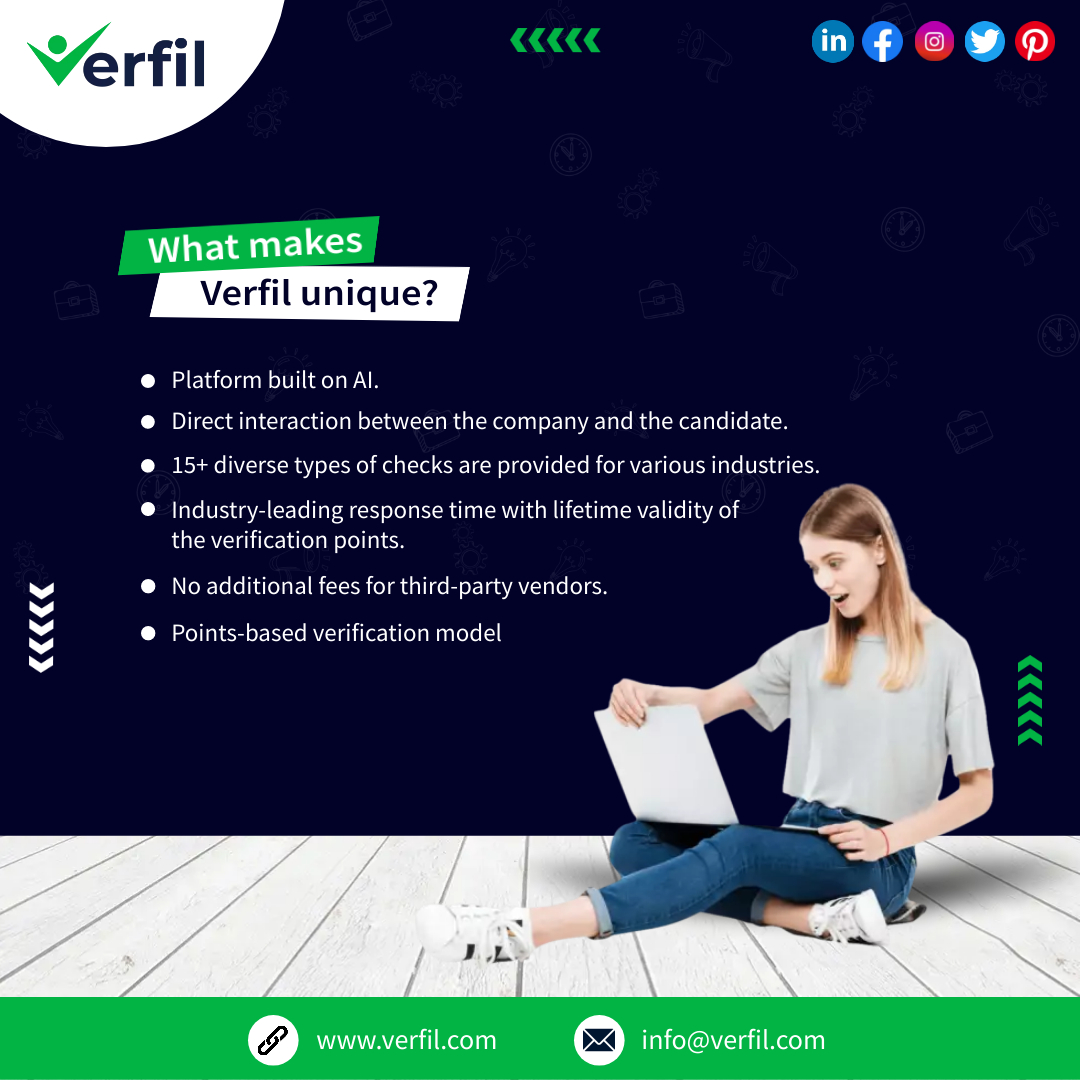 With Verfil, you can expect cutting-edge technology, international coverage, and tailored solutions for your organization's needs, setting a new standard for workplace safety and compliance.
#complaince #employee #candidate #backgroundverification #ai #technology #verification