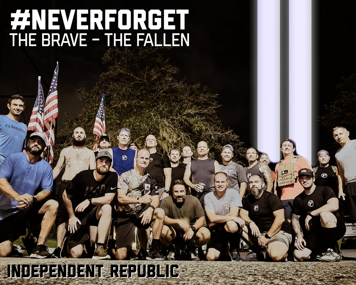 F3Republic's tweet photo. 22 Men honored the 3,000 plus Dads, Moms, Sons, and Daughters that lost their lives 22 years ago today. #NeverForget https://t.co/4rI0TEM6FK
