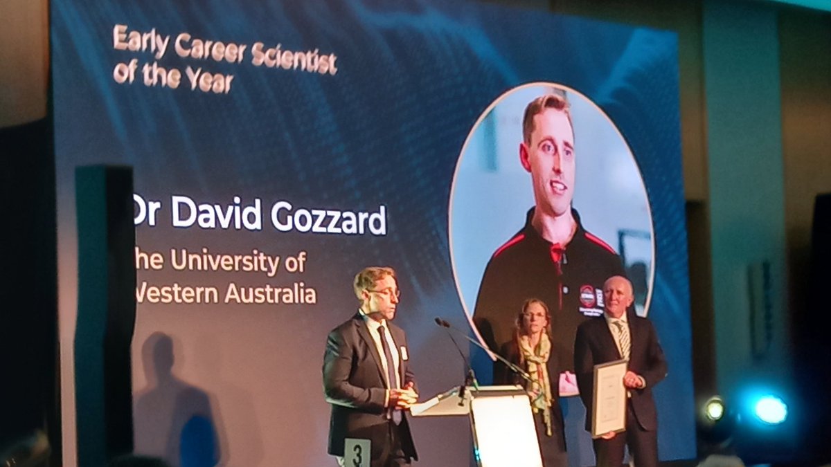 PhysicsUwa's tweet photo. Huge congratulations to our own David Gozzard @DRG_physics from @UwaPhysics for the prestigious WA Early Career Premiers Scientist of the Year Award #WAScienceAwards.
Great work David!
@UWAresearch @ausphysics @perth_meso_dr @colmer_tim #Physics #award https://t.co/hnBbIvCYLG