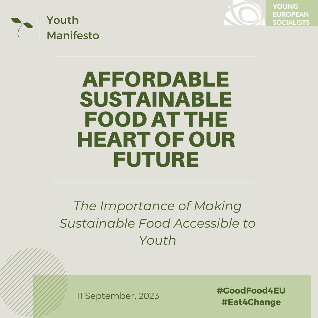 17 youth organisations are urging the EU to make sustainable and healthy food the most affordable option! “United in the vision of a secure and sustainable future which is not possible without radically changing our food system.” youngsocialists.eu/campaign/susta… #GoodFood4EU #Eat4Change