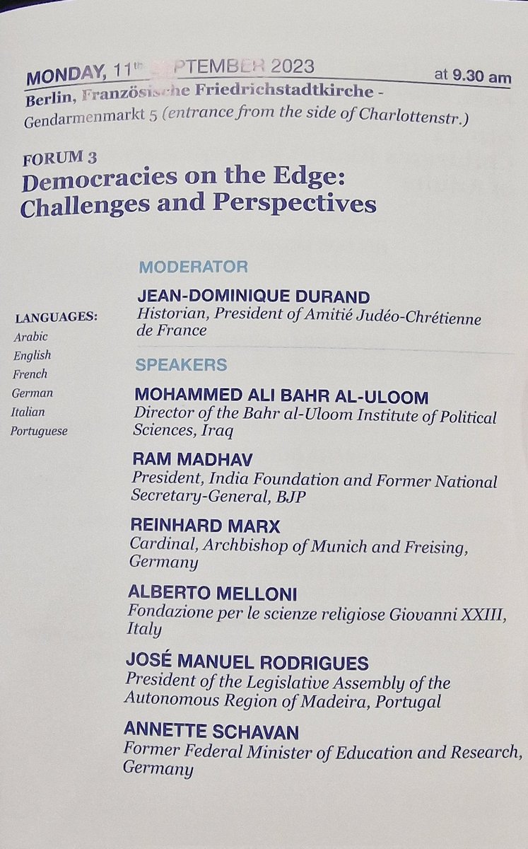 albertomelloni's tweet image. Great panel at the meeting of Sant&apos;Egidio #Berlin2023 #theAudacityOfPeace and happy to listen the wisdom of @AnnetteSchavan and the contribution of all the panelists