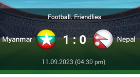 မြန်မာအသင်းက နီပေါကို ၁ ဂိုး ၁ ဂိုးနဲ့ အနိုင်ရခဲ့တဲ့အတွက် ဂုဏ်ယူပါတယ်။