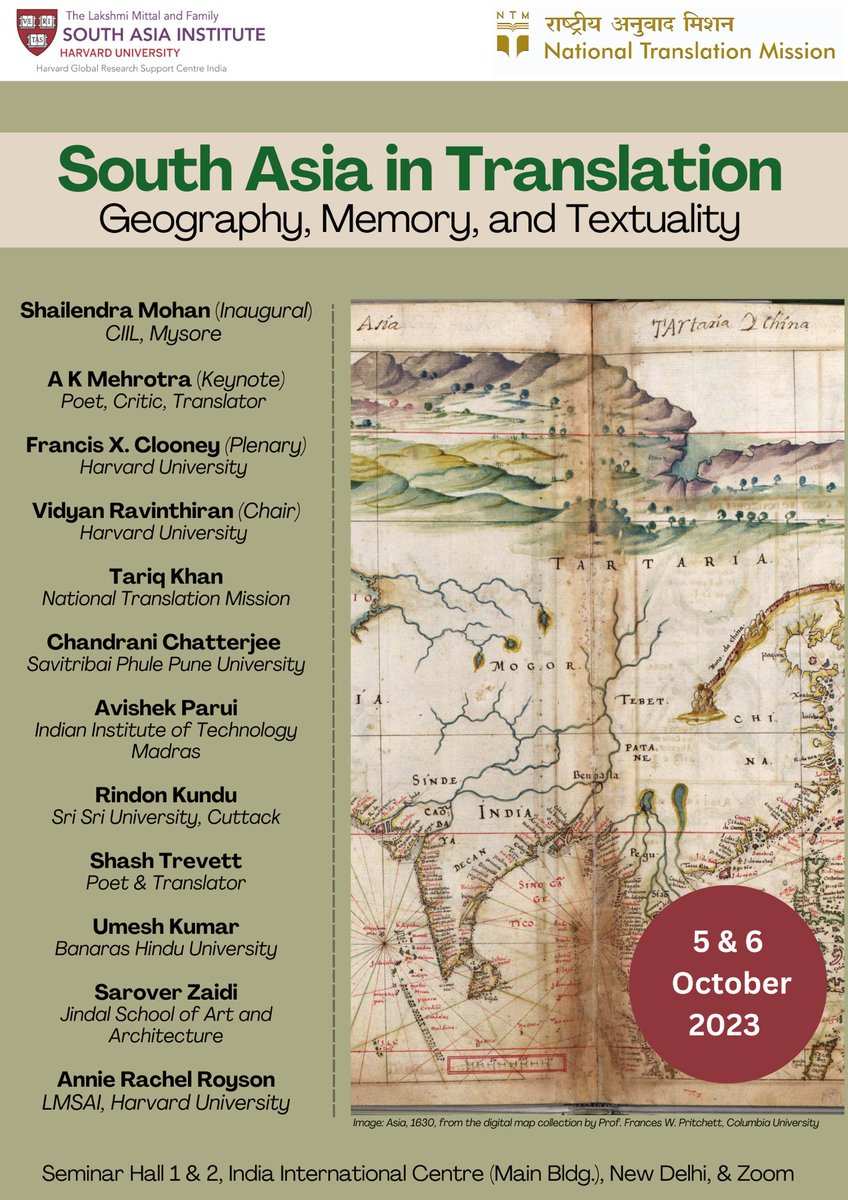 ShashTrevett's tweet photo. Looking forward to speaking about the Sixth Landscape in Tamil Poetry at this conference. Thank you South Asia Institute at Harvard University, and the National Translation Mission, CIIL, Mysore, for the invitation. 

In person and online, it’s free but registration essential. https://t.co/20kRLNP8PF