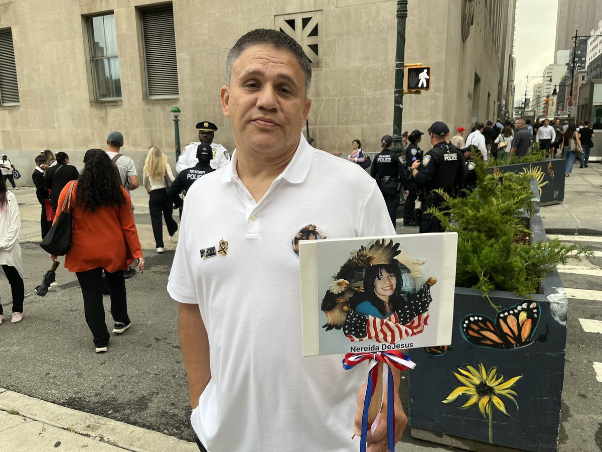 glenn schuck (@glennschuck) on Twitter photo Hiram de Jesus here to honor his sister Nereida. She was 30 years old when she died in South Tower. Her remains found three months later. <a href="/Sept11Memorial/">9/11 Memorial & Museum</a> #911Anniversary <a href="/1010WINS/">1010 WINS on 92.3 FM</a> @wcbs880 Hiram de Jesus here to honor his sister Nereida. She was 30 years old when she died in South Tower. Her remains found three months later. <a href="/Sept11Memorial/">9/11 Memorial & Museum</a> #911Anniversary <a href="/1010WINS/">1010 WINS on 92.3 FM</a> @wcbs880