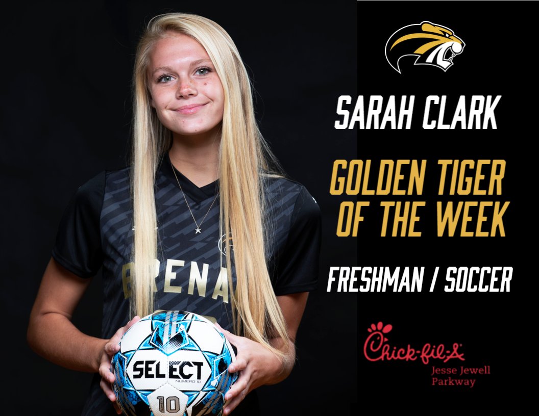 BUGoldenTigers's tweet photo. This Weeks Golden Tiger of the Week is Sarah Clark!  

Freshman Sarah Clark earned Appalachian Athletic Conference Soccer Offensive Player of the Week for her performance during the week of Sunday September 3rd 2023, the conference announced on Monday.
@brenauusoccer https://t.co/hhlEroAxGq
