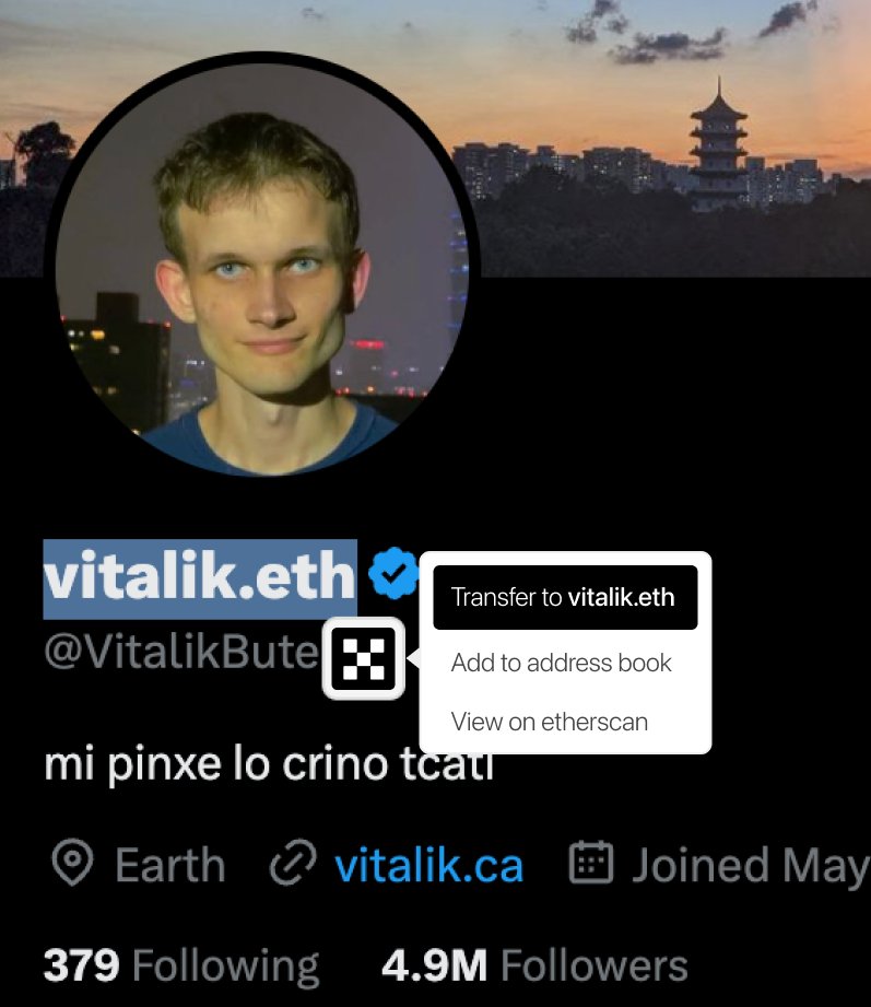 usefulETH's tweet image. Concept #3:  Extension detects ENS/address on webpage