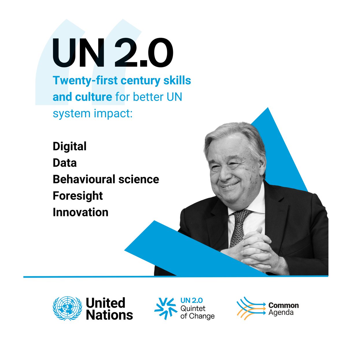 The UN Secretary-General has shared a policy brief on 'UN 2.0' - highlighting the importance of BeSci! The UN 2.0 'Quintet of Change' encapsulates his vision of a modern UN - including BeSci, innovation, data, digital & foresight Find out more here! un-two-zero.network