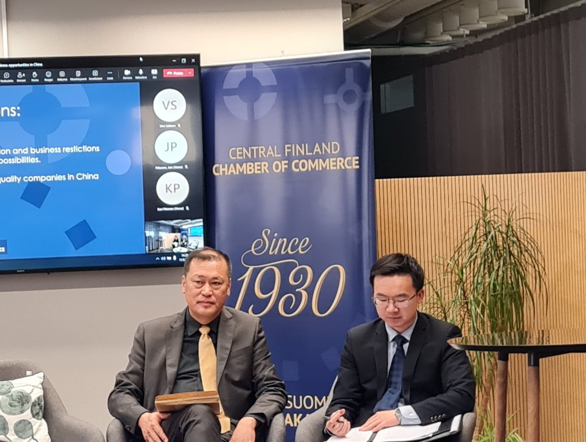 Great to hear about market opportunities in China by H.E. Mr. Wang Tongqing, The Ambassador to the People's Republic of China. #Keskisuomi <a href="/KS_kauppakamari/">Keski-Suomen kauppakamari</a>