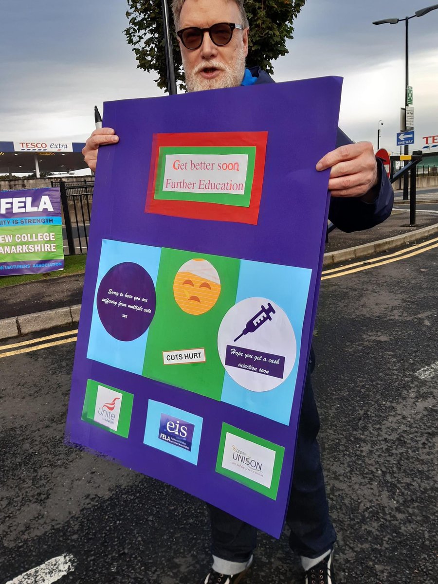 NCL_EIS_FELA's tweet photo. We handed in our ‘Get well soon FE’ cards to MSPs. Day 1️⃣ industrial action by staff in Scotland’s colleges getting the message through - we will not sell jobs for pay & we are not going to let FE down without a fight .#FightingForFE #FundFE #ProtectJobs #FairPay #NoMoreCuts https://t.co/LEoyYZ8pIc