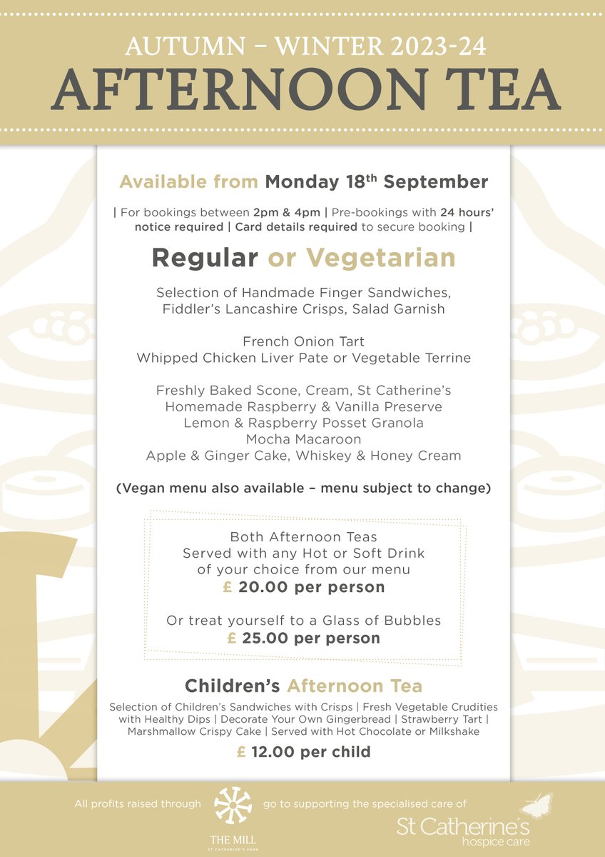 Our brand new seasonal Afternoon Tea starts today -
our Autumn/Winter menu is perfect for getting out of the cold and catching up with friends or marking a special occasion. Please click here to book: bit.ly/3TVfi9O