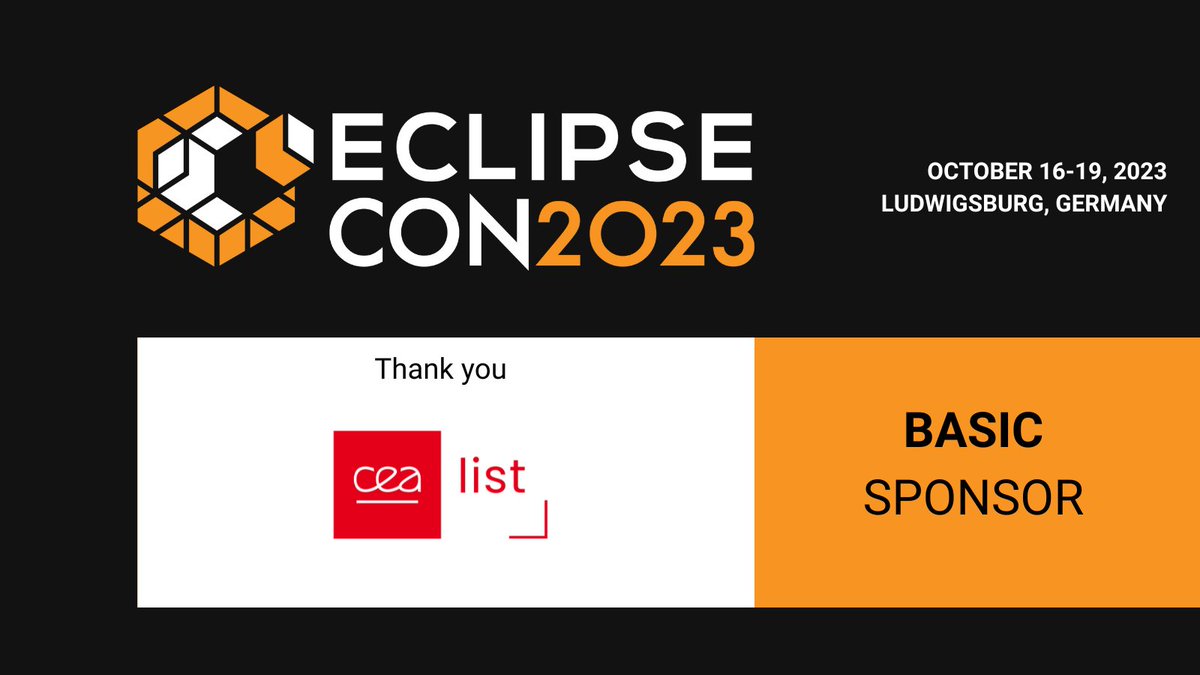 EclipseFdn's tweet photo. Did you know? @CEA_List specializes in transferring  research and new technologies to businesses, with a track record of innovation success stories. Thank you for sponsoring #EclipseCon2023 https://t.co/I1TNzIf0hT https://t.co/OHVPEUZxj2