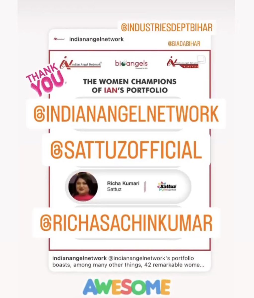 sattuz's tweet photo. Thank you @ianetwork for featuring our founder @richasachinkumar and promoting women entrepreneurship from Bihar. @IndustriesBihar 💐🙏🏻😊 @sattuzsachin 
https://t.co/rThbAlcVtf  #sattuz #startup #women #entrepreneur #bihar #industry #indian #angel #network https://t.co/0D6zMvPv7f