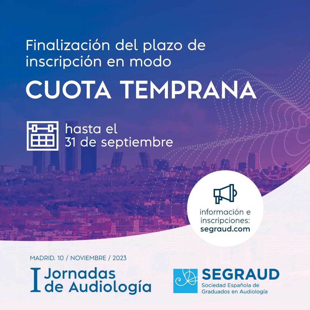 SEGRAUD_'s tweet photo. Se acerca nuestro evento más esperado. Consulta el programa completo en https://t.co/4CxeyKLyQA Inscripciones abiertas #noTeLoPierdas!!! #audiologia #audiologos @QS_Madrid @audioinfos365 https://t.co/JdOmjKlNLP