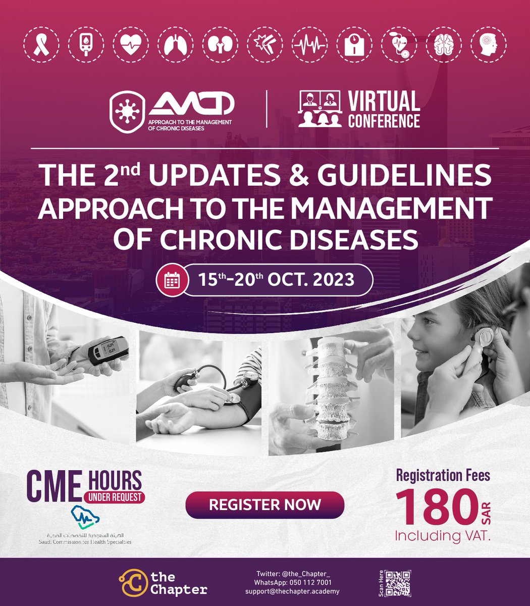 the_Chapter_'s tweet photo. Get ready for a medical journey like no other at our 2nd Chronic Diseases Conference. We're updating guidelines, sharing best practices, inspiring change, and much more. Save the dates: Oct 15-20, 2023. Don't miss out!
Know More: https://t.co/rDslzmZuM1
#CDConference #theChapter https://t.co/redZ3UjGvi
