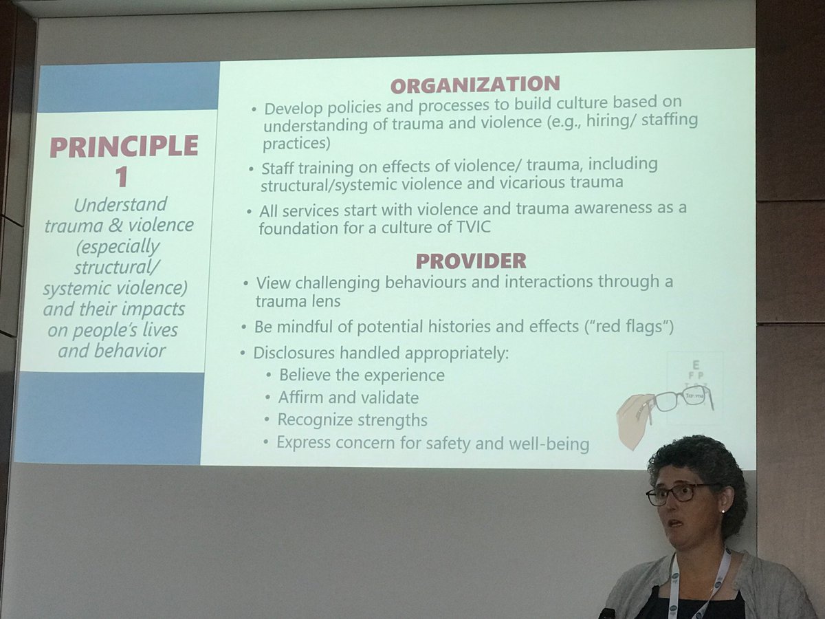 Trauma violence informed - principles for health organisations relevant for non-health orgs but who provide pathways for interpersonal violence response e.g. sport #ECDV2023 @NadineWathen
