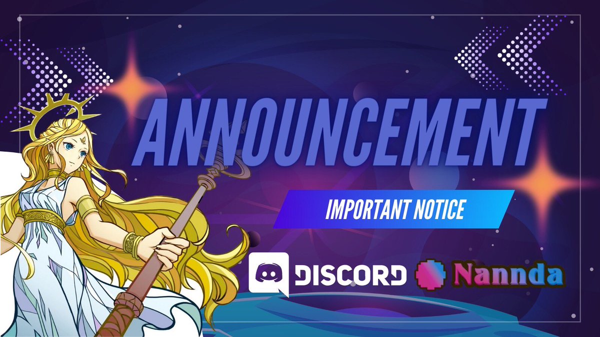Nannda_astar's tweet photo. Announcement 📣📣
／
Discord server release!
＼
We are happy to inform that Astar Nannda's Discord is finally open ✨. 
Stay updated with the latest game news, event information, and join our wonderful community 🚀🚀 

［https://t.co/mv0lhYJmG5］

⚠️ The Discord link had expired, so we are reposting it. Our apology for the inconvenience. ⚠️

#AstarNannda