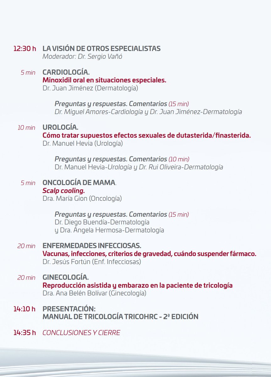 El próximo 21-sept-2013 celebramos la undécima edición del Curso de Actualización en Tricología #TricoHRC en el Hospital Ramón y Cajal! 🔝🏥

Este año lanzamos la segunda edición del #ManualTricoHRC!! 📖 

Últimas plazas disponibles: cmc@cuquerellamedical.com