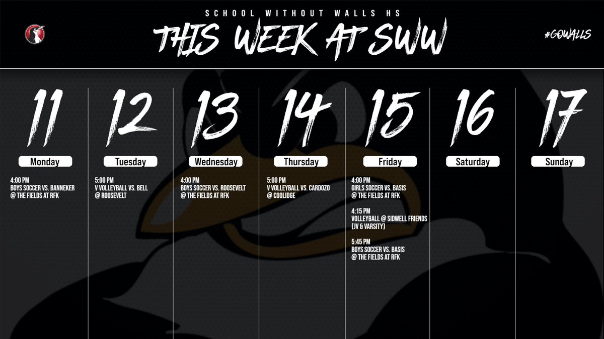 SWW Athletics Weekly Schedule (9/11 - 17)
