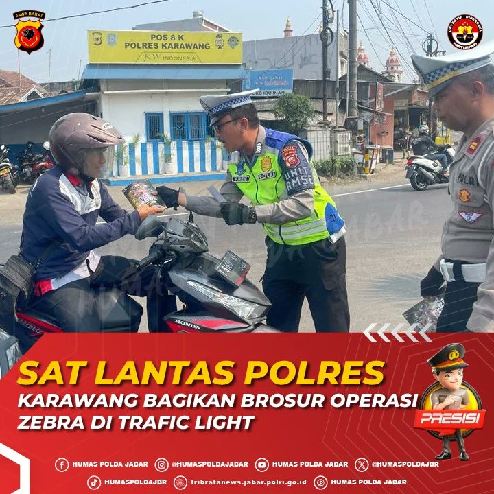 satlantasreskrw's tweet photo. Satlantas Polres Karawang Bagikan Brosur Operasi Zebra di Traffic Light

Karawang - Operasi Zebra 2023 yang digelar serentak di 33 Polda se-Indonesia, kini memasuki hari ke-6 dalam pelaksanaannya. https://t.co/13c9fccfTo