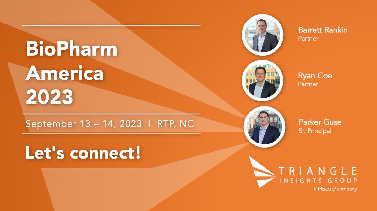 TriangleInsight's tweet image. We are pleased to be taking part in #BioPharmUSA this week. If you would like to discuss how we can support your commercial diligence efforts or strategic consulting needs, please book a meeting with our team via partneringONE: lnkd.in/gF-cN8ha