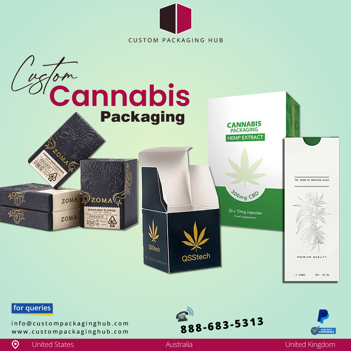 CPackagingHub's tweet image. Elevate your cannabis branding with Custom Packaging Hub's premium Custom Cannabis Boxes. 🌿📦 Quality, creativity, and compliance in one package! #CustomCannabisBoxes #CannabisPackaging 🌱✨