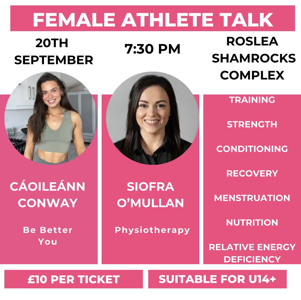 👱🏼‍♀️ “The Female Athlete” is suitable for absolutely any female over 14 years interested in keeping themselves active and healthy. 

🧘🏼‍♀️🚶🏼‍♀️Whether you’re a yogi, walker, runner, footballer or gym user!

🎟️ Capacity is limited! 

eventbrite.co.uk/e/female-athle…