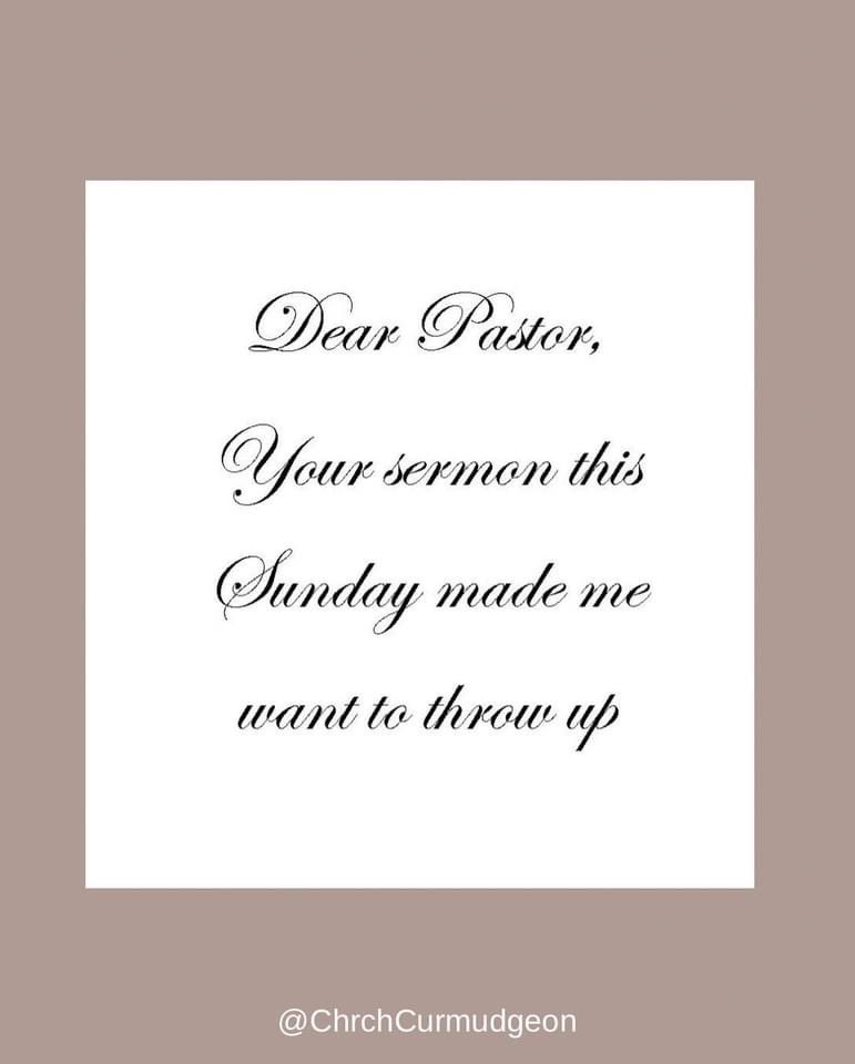 ChrchCurmudgeon's tweet image. In case your pastor needs encouragement today.