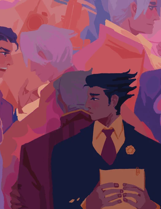 previews of the 2 ace attorney pieces i contributed for this zine ◡̈ these guys still occupy a space in my brain  