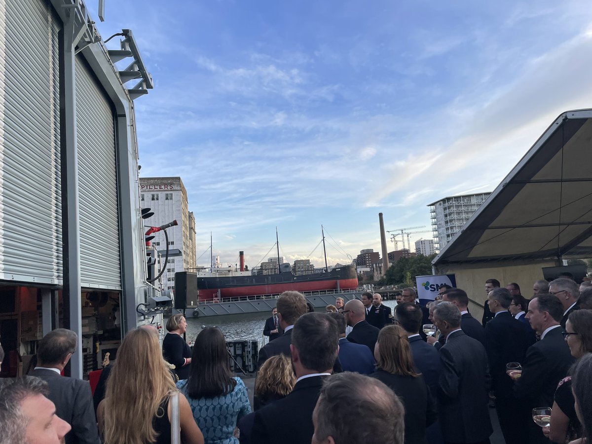 Beautiful evening for the #LISW23 / #DSEI23 Reception with @SocMaritimeInd @MaritimeUK @RoyalNavy with keynote from @annietrev