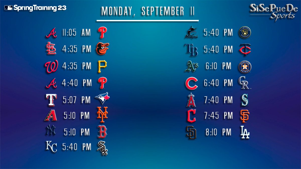 Sisepdfun's tweet image. #MLB #schedule #springtraining2023
Calendario de base para hoy!👀🔥⚾️🔥🔥⚾️🔥👀
