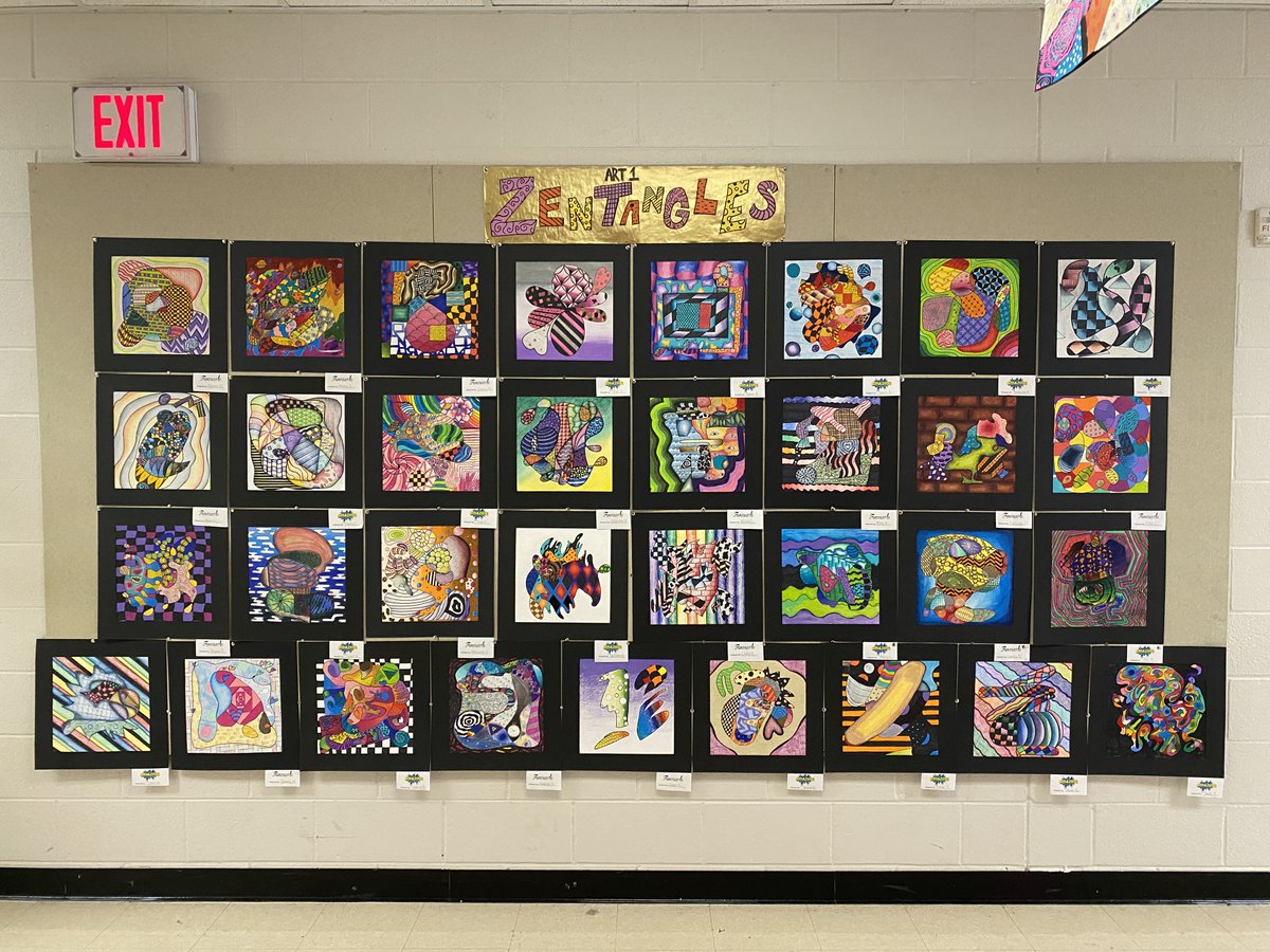 ORTIZ_MWHSART's tweet photo. Art 1 Zentangle display up for viewing in the Fine Arts hallway!! https://t.co/Zya27qxXhV