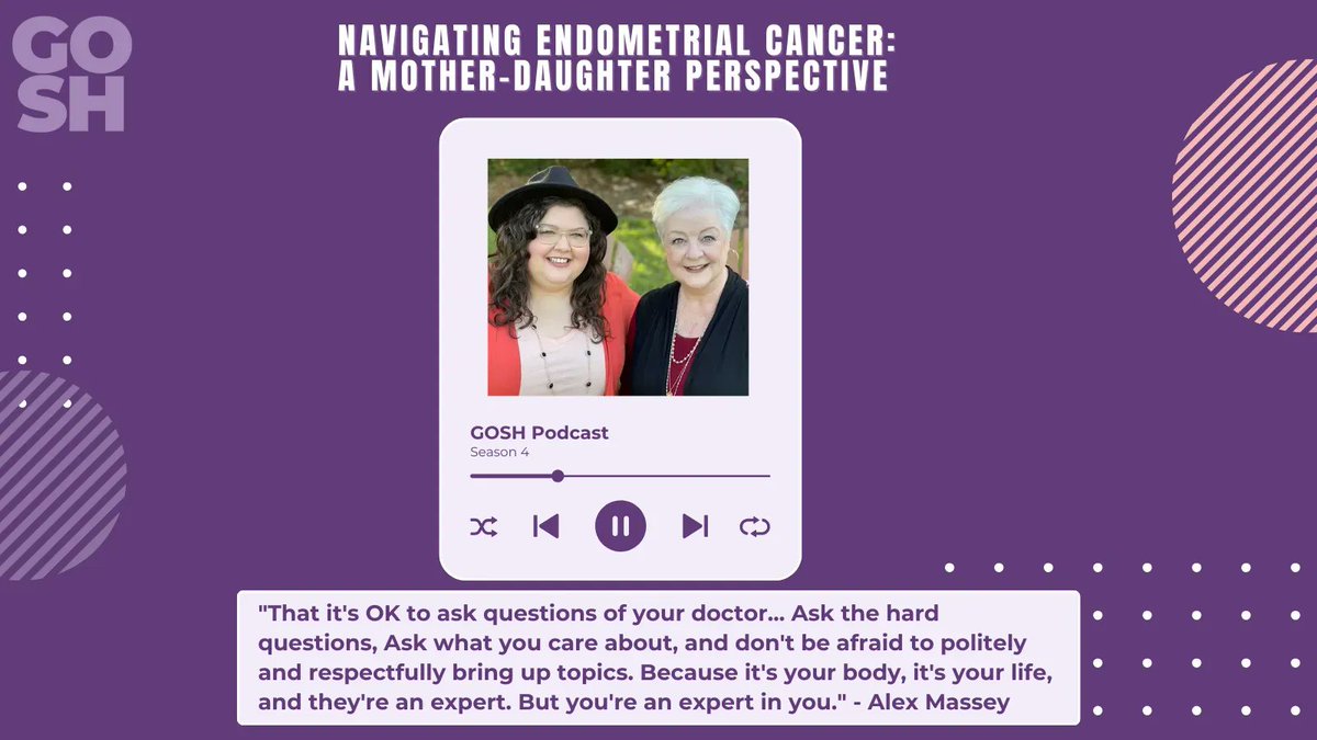 🎙️ Season 4 of The GOSH Podcast is back with an incredible episode! Join us as we chat with Alex and Mary Massey, founders of <a href="/DownThereAware/">DownThereAware</a>, about their gynecologic cancer journey and advocacy work. Tune in now for an inspiring discussion! #GOSHPodcast buff.ly/480AguG