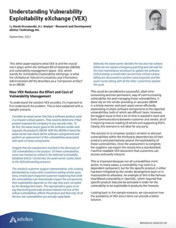 IIoT_World's tweet image. 📑 Explore the realm of Vulnerability Exploitability eXchange with @aDolus_Inc's Senior Analyst, Derek Kruszewski. Uncover how #VEX documents simplify software vulnerability management in the #SBOM landscape. Read the white paper: ow.ly/wS8f50PKe5x #sponsored #adolus_ics