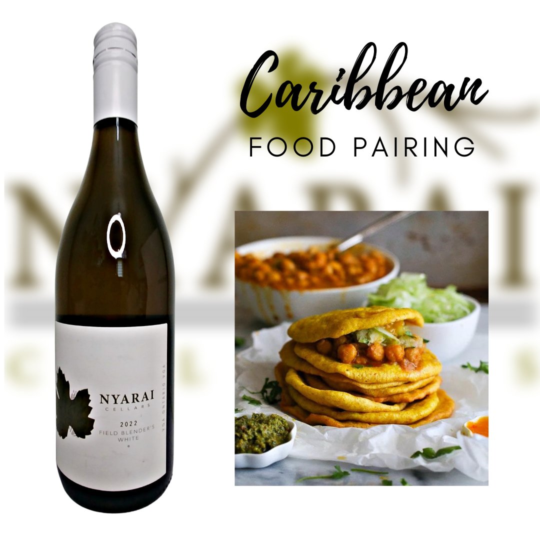 👉Our 2022 Field Blender's White is the perfect white wine to pair with this messy but delicious snack - Doubles! #wine #winewinewine #myNyarai #virtualwinery #winecountryON #foodandwine #supportBlackownedwinery #winetime #winelover #Islandfoodpairing #Vidal #buylocal