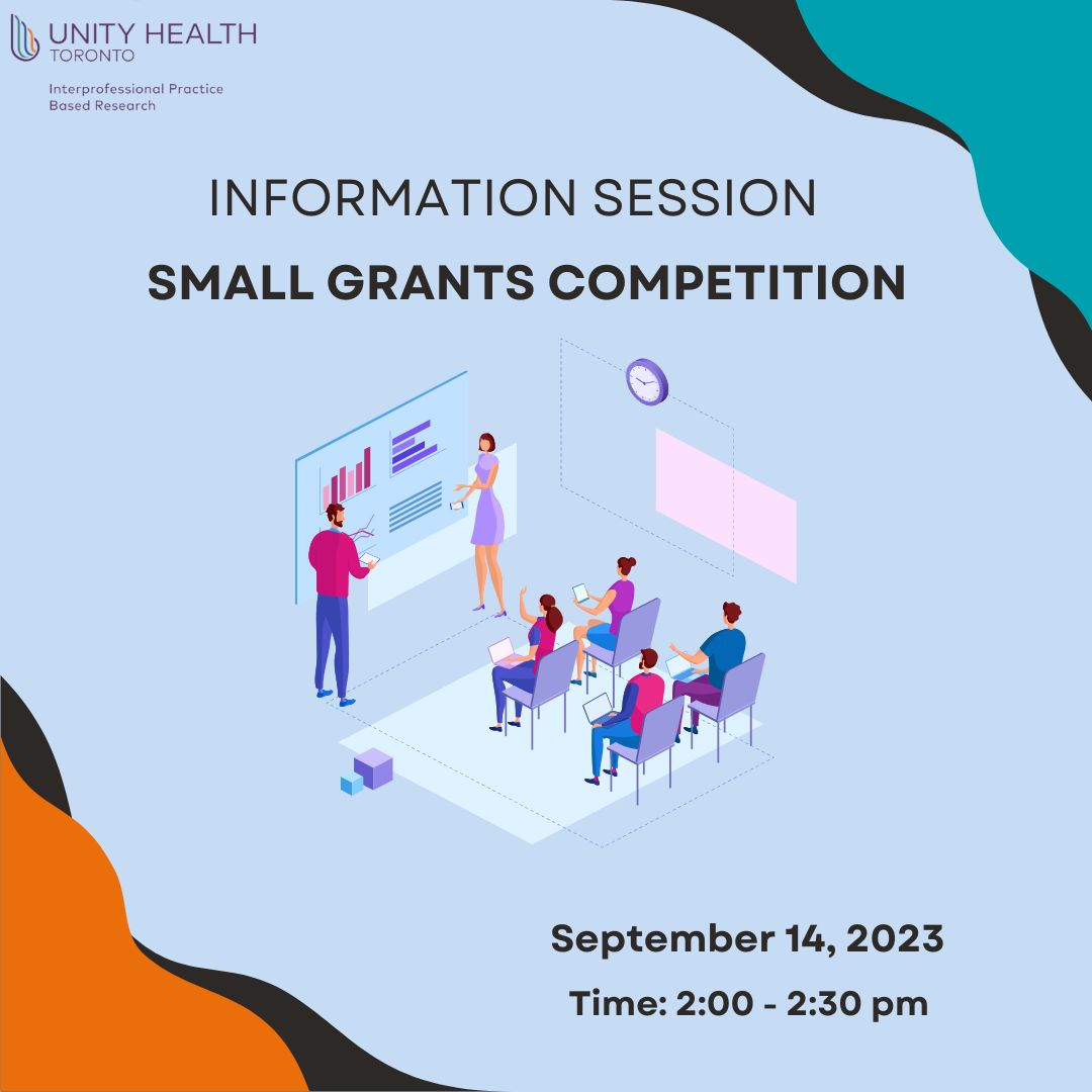 Join us for our upcoming information session this week for <a href="/UHT_IPBR/">UnityHealthTO_IPBR</a>'s annual small grants competition!