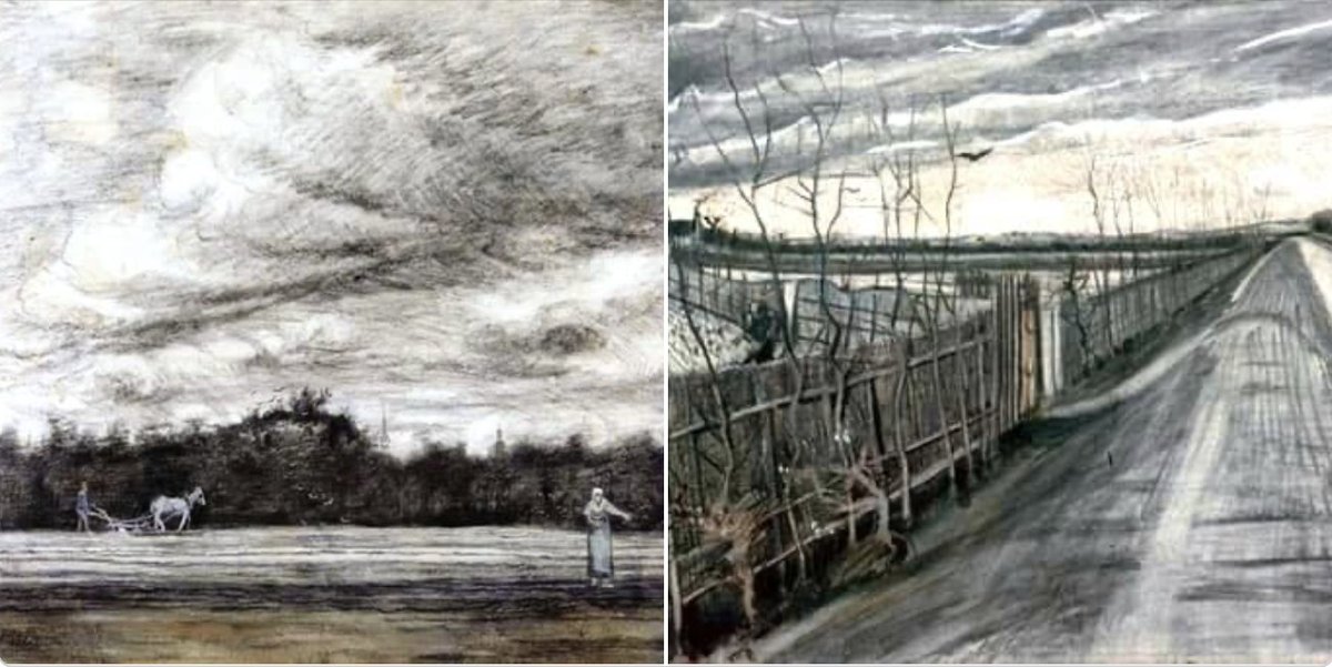 #VanGogh began his career in 1880 with relentless, self-assigned drawing projects. The works shown here (made between 1882-84) show how proficient a draftsman he became in only two years. By the end of the decade with his mastery of color and brushwork his work was extraordinary.