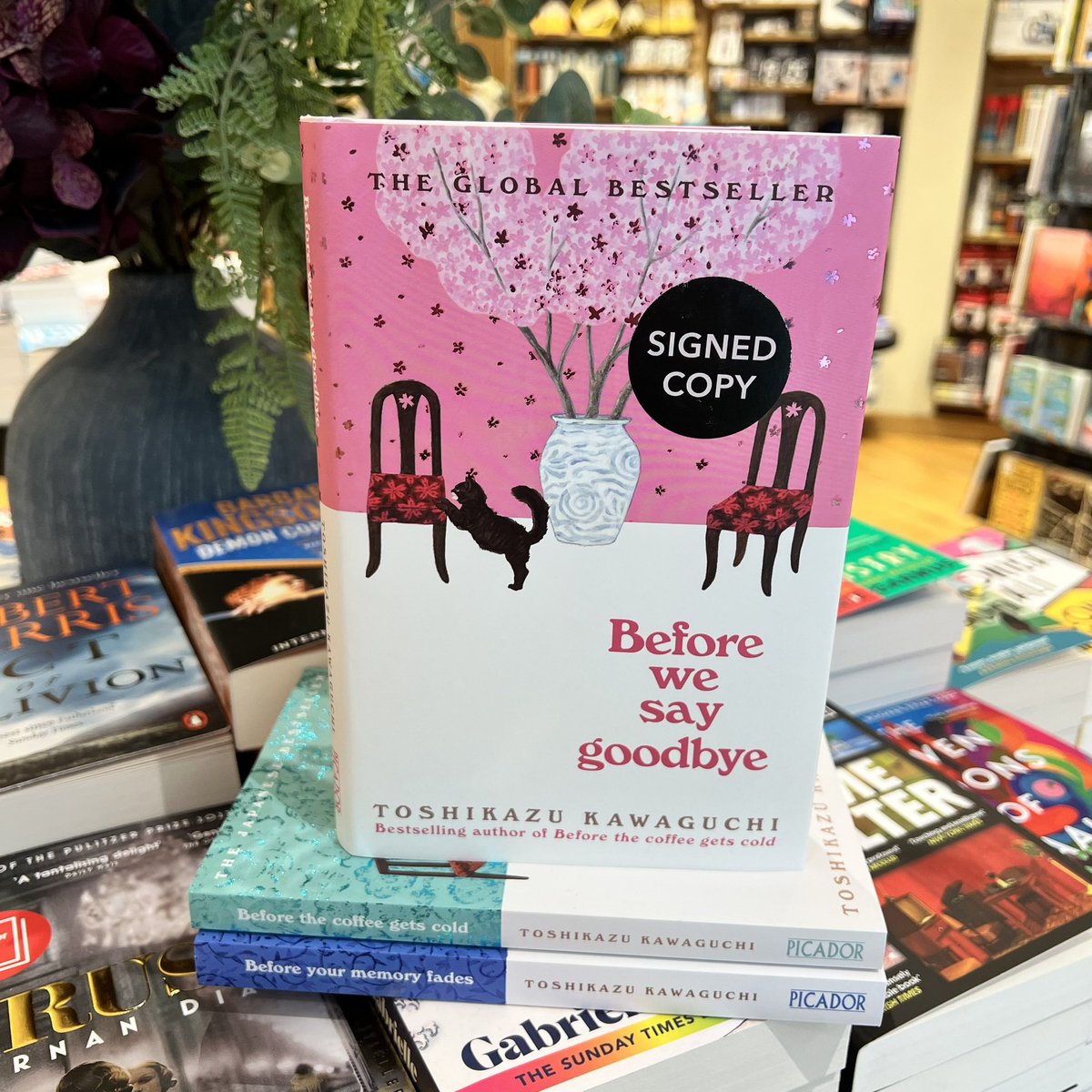 WaterstonesWest's tweet photo. Who’s a pretty book then? The latest (and cutest!) instalment in this beloved, bestselling series Before the Coffee Gets Cold. Heartwarming and erudite, another delicious slice from the cafe. @panmacmillan #beforewesaygoodbye https://t.co/CS4O2gTgQv