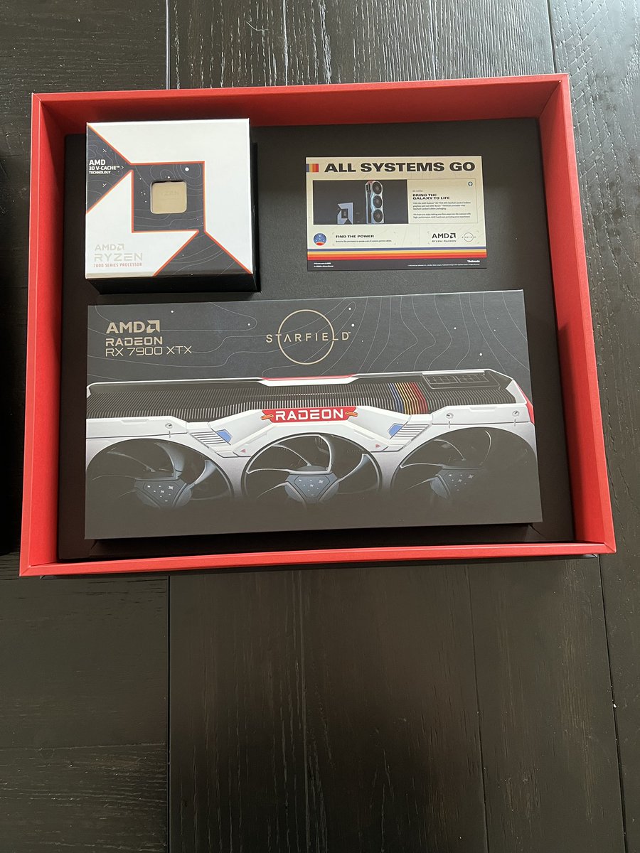 Okay, who wants this limited edition 5 Starfield Radeon™ RX 7900 XTX and Ryzen™ 7 7800X3D processor? @AMD Partnered with me to hook one of YOU up with one of these. 

Only 500 exist. 

To Enter: Follow + Retweet ✅

#AMDPartner #SponsoredByAMD #GameOnAMD 
@StarfieldGame