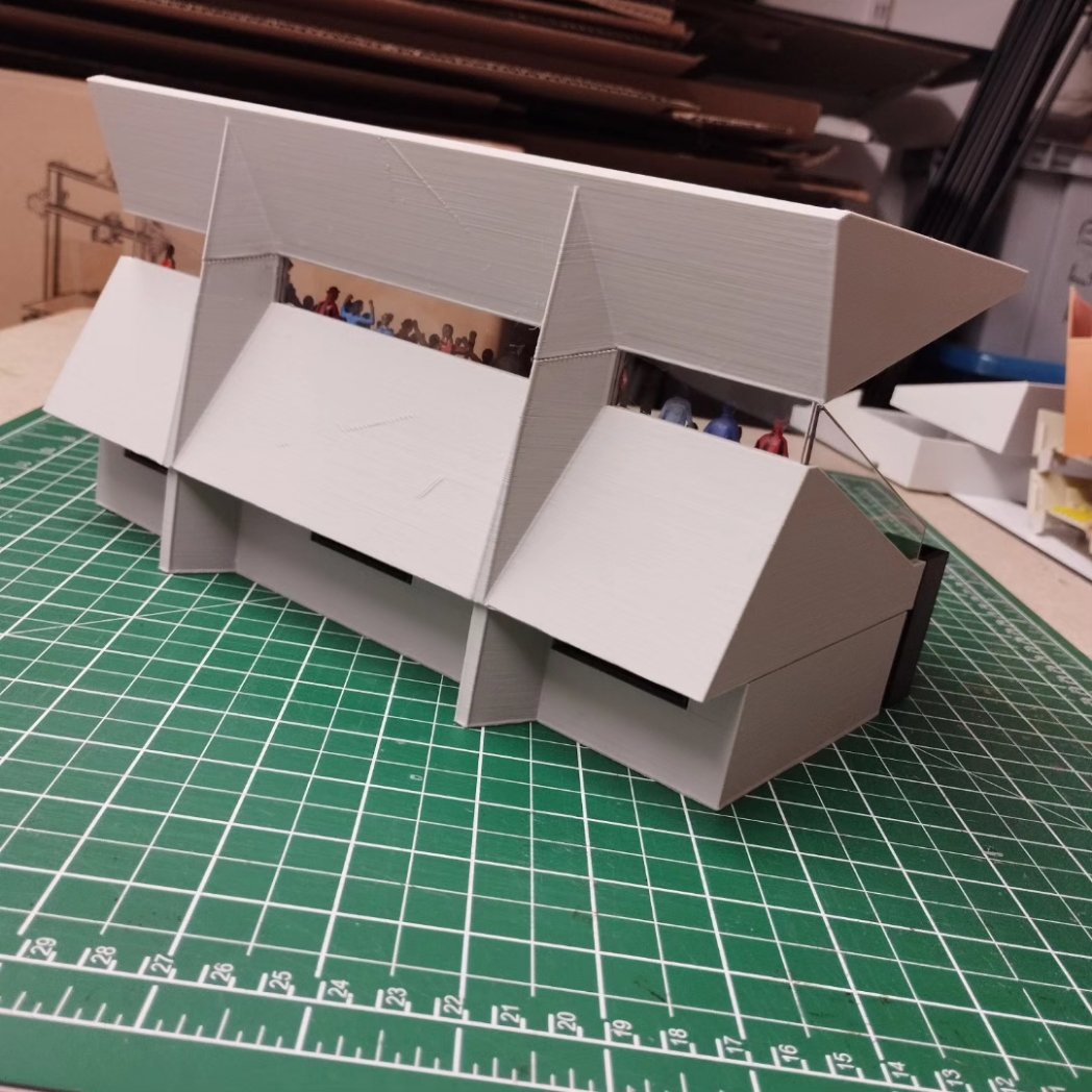 First Prototype of my #Subbuteo Version of an Iconic Stand. Will be available soon illuminated and non-illuminated. I don't know the price as yet. Supporters not included. Though can be if needed? <a href="/fairydeanrovers/">Gala Fairydean Rovers</a> #subbuteostadium #3dprinting #3dmodelling